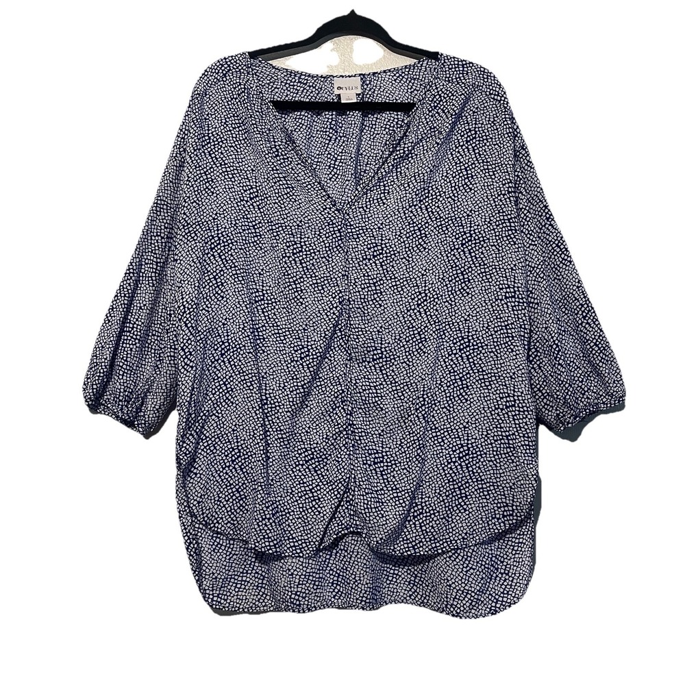 Stylus Women's 3/4 Sleeve High Low Pullover Blouse Size L